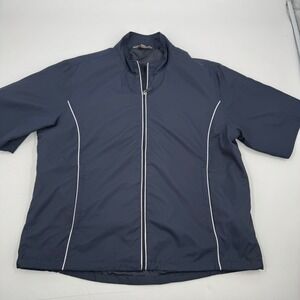 Monterey Club Mens Golf Jacket Navy Blue Short Sleeve‎ Zip Up XL